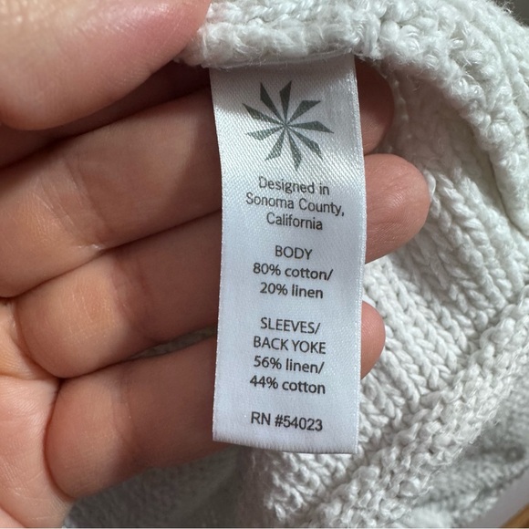 Athleta Cream Ivory Knit Open Cardigan Linen Cotton Size Large - Picture 3 of 5